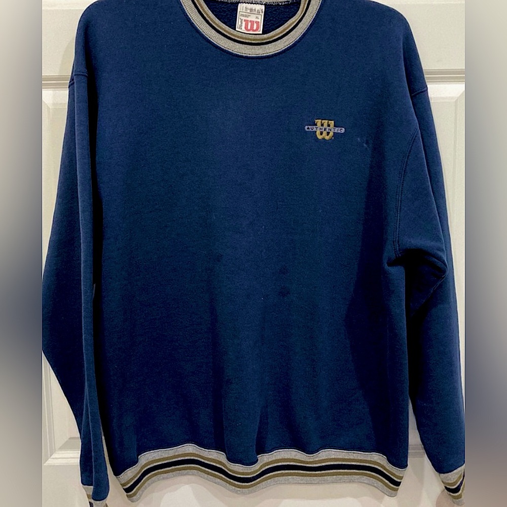 VTG 90’s Wilson Sweatshirt Navy Blue Logo Contrast Pullover: Size XXL